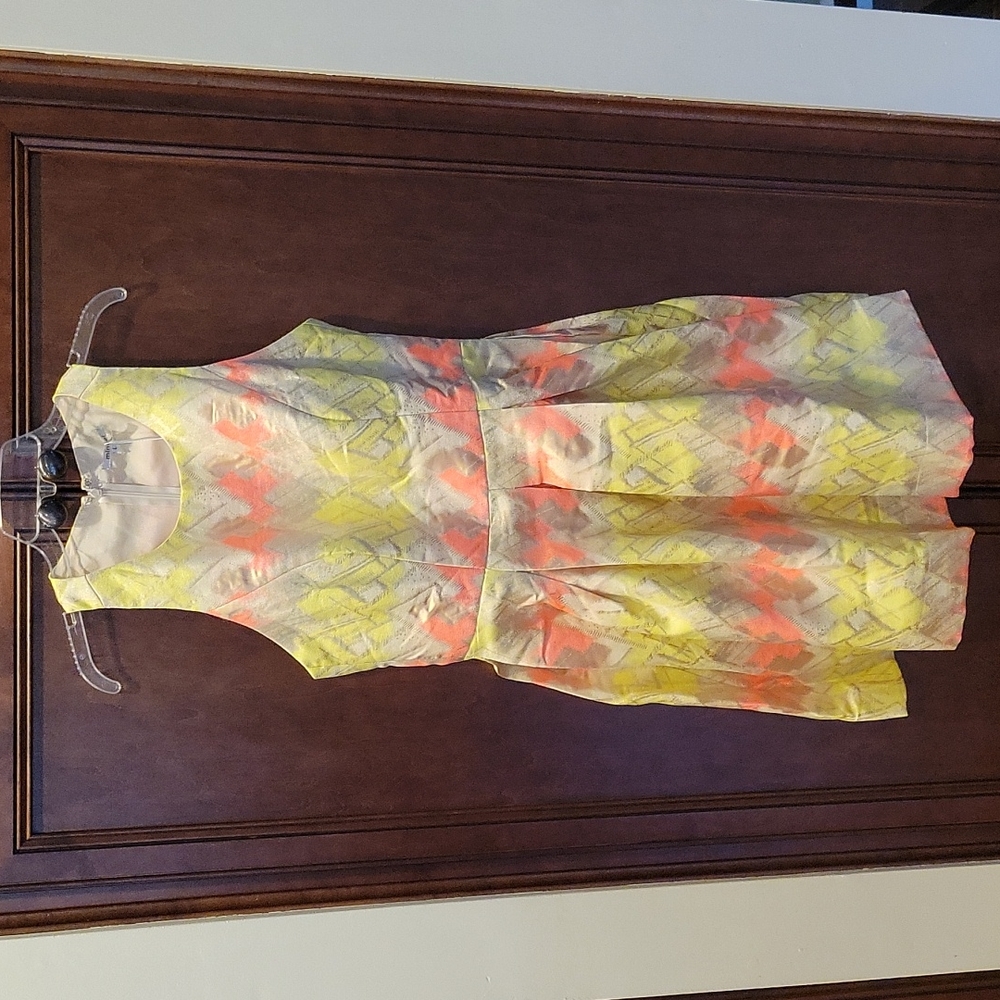 Minuet Sleeveless Dress Sz Large Pink Yellow Gold